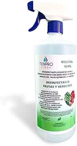 TENPRO CLEAN 1litroDesinfectante para Frutas y Verduras. Producto 100% Vegetal a Base de Bioetanol y Ricino. SIN LEJIA, NO TOXICO  