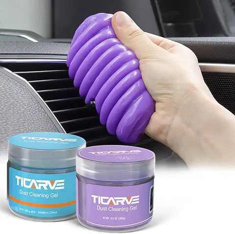 TICARVE Gel Limpiador para el Interior del Coche, 2 Unidades de gel de Limpieza de Teclado, Respetuoso con el Medio Ambiente, Limpiador para el Interior del Coche, para el Ordenador Portátil  
