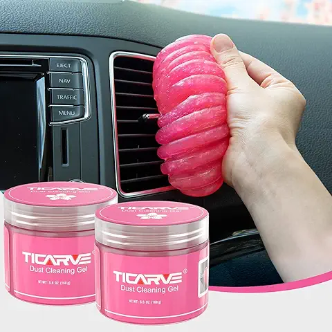 TICARVE Gel Limpiador para el Interior del Coche, 2 Unidades de gel Suave y Flexible, Limpiador Universal de Polvo, para Portátiles, Impresoras, Cámaras, Mando a Distancia  