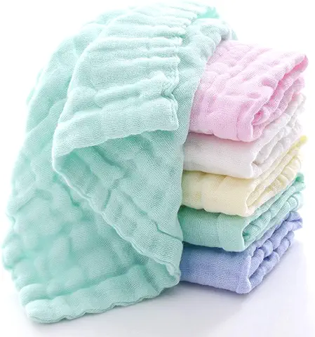 Toallitas para Bebé de Muselina - Toallitas de Algodón 100% Naturales para Bebés - Toalla Suave para Bebés Recién Nacidos y Toallita de Muselina para piel Sensible (10 PCS)  