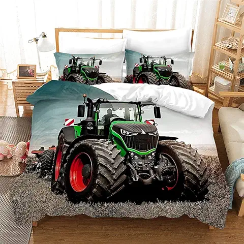 Traktoren Ropa de cama 135 x 200 para Niños | Traktor & Mähdrescher Design Ropa de cama Infantil, Funda de Almohada con Cremallera, 2 Piezas  