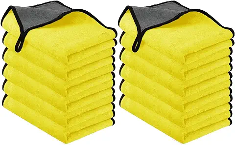 URAQT Paños de Coche, 12 PCS Toalla Secado Coche, 500 gsm Toalla Absorbente Coche, Juego de Paños Microfibra Limpieza de Versátiles para Coche Moto Bici Cocina, 30x40 CM  