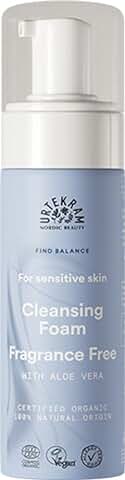 Urtekram Espuma de Limpieza sin Fragancia con aloe vera Humectante para piel Sensible. Find Balance: Vegana y Natural, 150 ml  