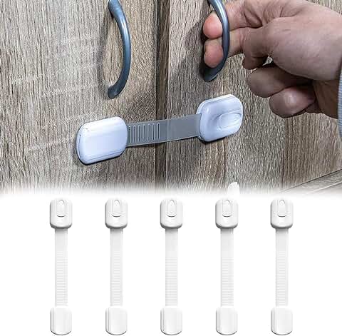 USTNIR Baby Closet Block, 5 Piezas Baby Safe Door Drawer Block, Bloqueo de Seguridad para Niños, Cerraduras de Seguridad para Niños para Colocar en Cajones，Fridge，Protección de Seguridad en el Hogar.  