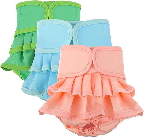 Valleycomfy 3 Pañales Reutilizables para Perros, Pañales Higiénicos para Perros para Perras, Toallas Sanitarias y Altamente Absorbentes Pañales para Perros en Período/incontinencia Urinaria (S)  