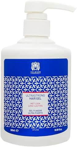 Valquer Profesional Gel Fijador Capilar Ultrafuerte. Gomina Pelo. Vegano y sin Sulfatos. Vegano. Gomina Capilar. Fijación Cabello. Definir Peinado - 500 Ml  