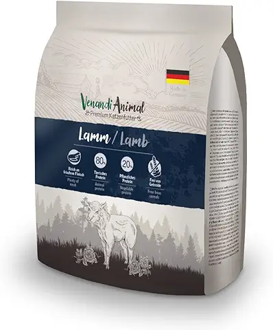 Venandi Animal Comida de Calidad para Gatos - Cordero, con Carne Fresca, Comida Seca, sin Cereales, 1 Paquete (1 x 300 g)  