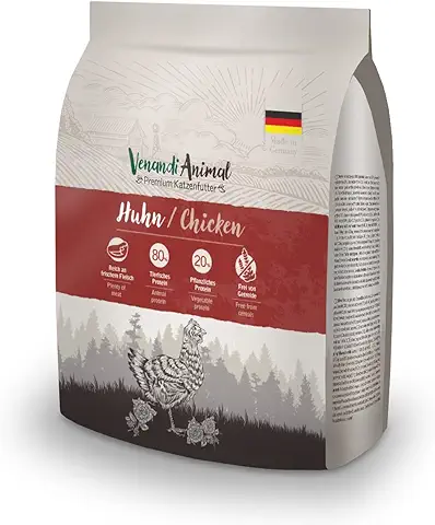 Venandi Animal Comida de Calidad para Gatos - Pollo, con Carne de Ave Fresca, Comida Seca, sin Cereales, 1 Paquete (1 x 300 g)  