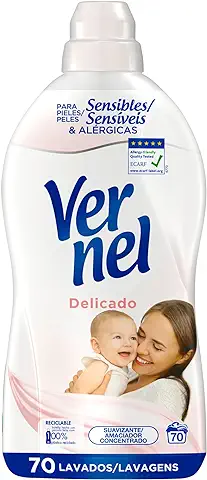 Vernel Suavizante Concentrado para Ropa Delicado (70 Lavados), Suavizante de ropa para una Experiencia Aromática Hasta 200 Días, Suavizante Líquido, Versión Antigua  