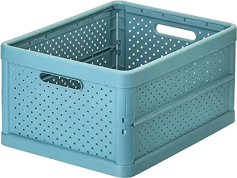 VIGAR - Caja de Almacenaje - Plegable - 94 x 92 x 15 cm - Accesorio Organizador Armario - Hecha de Plástico - Cesta de Ropa, Zapatos o Juguetes - Azul  