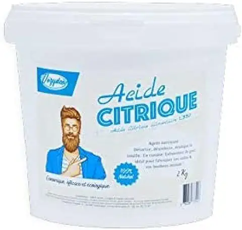VOZYDEO Ácido Cítrico, Producto de Cocina Indispensable y Multiuso, Alimentario E330 – Limpia, Desinfecta, Descalcifica y Elimina las Manchas, Natural y Biodegradable, no Tóxico, Blanco, 2 Kg  