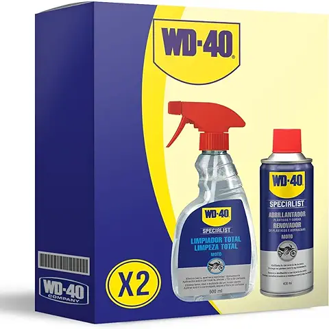 WD-40 Specialist Motorbike – Lote para moto Limpia y Brillante con Limpiador Total 500Ml + Abrillantador de Silicona 400Ml - Pack 2 Unidades  