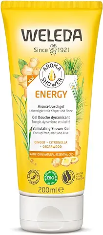 Weleda - Aroma Shower Energy, Gel de Ducha, Limpia sin Resecar la Piel, con Aceites Esenciales de Jengibre, Citronela y Madera de Cedro, 100 % Biodegradable, Vegano, Para todo Tipo de Pieles - 200 ml  