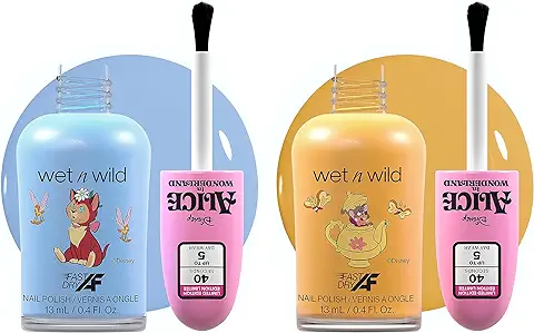 Wet n Wild Alice in Wonderland 'In a World of My Own', Set de Esmalte de Uñas de 2 Piezas con una Fórmula de Secado Rápido y Duradera, Acabado Brillante Hasta 5 Días de Duración  