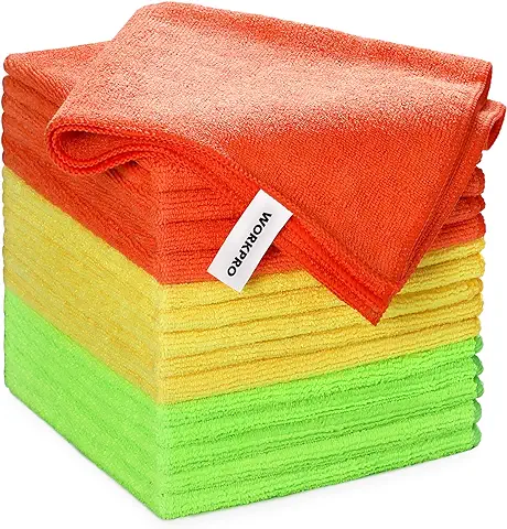 WORKPRO 30 Piezas-Toalla Secado Coche,Paño Microfibra Préumium,Microfibra Coche con Pelusa Larga y Corta 2 en 1,Toalla Microfibra Coche para Moto,Vehículos,Cocina,40 x 34 cm  