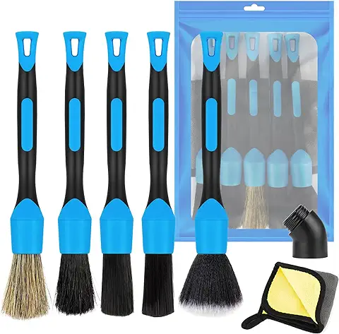 WT Cepillos Limpieza Coche, 5Pcs Cepillo de Detalle, Kit de Lavado de Autos, Limpieza de Rueda, para Limpieza del Interior & Exterior, y Llantas de Autos  