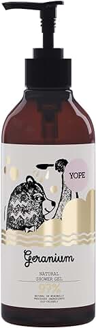 YOPE Gel de Ducha | Glicerina Vegetal | Fragancia Refrescante, Ligeramente Herbal | Calma las Irritaciones | Hidratante | Aceitoso | 97% Ingredientes Naturales | Vegan Formula | Geranio | 400ml  