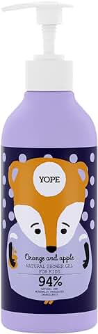 YOPE Gel de Ducha para Niños | Mayores de 3 Años | Para Pieles Sensibles | Dulce Fragancia | Hidratación | Calmante | 94% Ingredientes Naturales | Vegan Formula | Naranja y Manzana | 400ml  