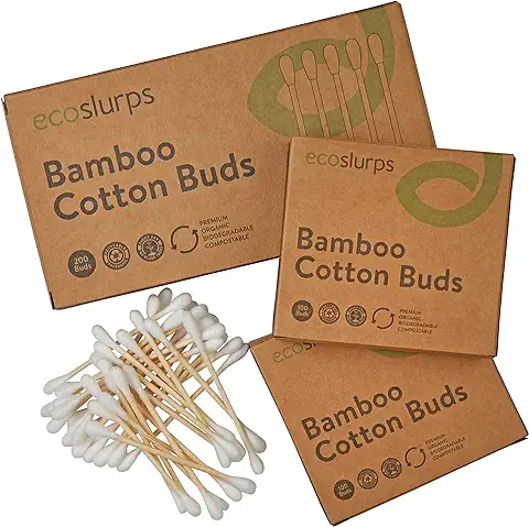 200 Brotes de Algodón de Bambú de EcoSlurps -m Un árbol Plantado con cada Venta | Hisopos de Maquillaje de Madera Compostable Orgánico  