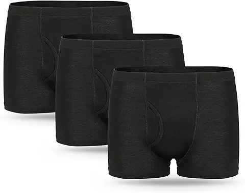 3 Paquetes Calzoncillos Boxer para Incontinencia de Hombre con Almohadilla Absorbente 300 ML Volumen de Orina Algodón Lavable Reutilizable Calzoncillos para Incontinencia Negro Talla XL  
