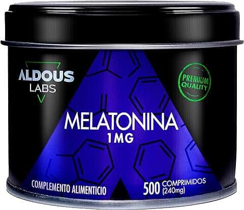 500 Comprimidos Melatonina Pura 1 mg | 500 Noches (+ 16 Meses) | Pastillas para Insomnio, para Conciliar el Sueño y Dormir bien | Contra el Cansancio | Fabricado en España  