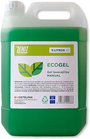 5L | Detergente Lavavajillas EcoGel Manual | Detergente Lavavajillas a mano | Productos de Limpieza Menaje Limpieza Vajilla Manual | Limpieza Profesional  