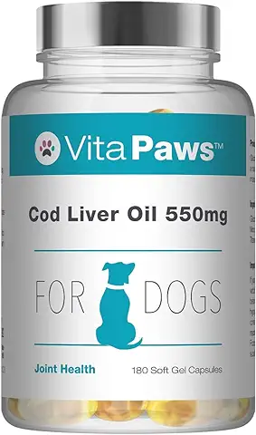 Aceite de Hígado de Bacalao 550mg para Perros - 180 Perlas - VitaPaws  