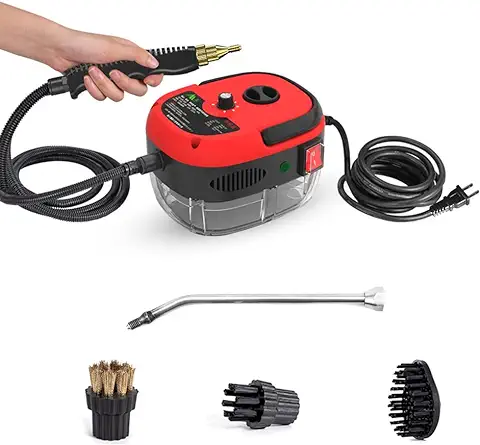 Ailgely Limpiador a Vapor, Vaporeta Limpieza Hogar Potente de mano 2500 W, Portátil Máquina Presurizada de Alta Temperatura con Cabezales de Cepillo para Muebles de Cocina, Baño y Coche  