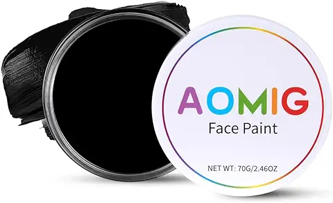 Aomig Pintura Cara Halloween Negro, 70g Pintura Cara Niños Hipoalergenica para Maquillaje Carnaval, Pintacaras Infantil de Maquillaje Cara, Pintura Facial y Corporal de Cosplay Fiesta Festival Artes  