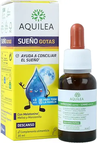 AQUILEA Sueño Gotas Complemento Alimenticio en Gotas para Conciliar el Sueño de toda la Familia Incluido lo de los más Pequeños - 20ml | Melatonina  