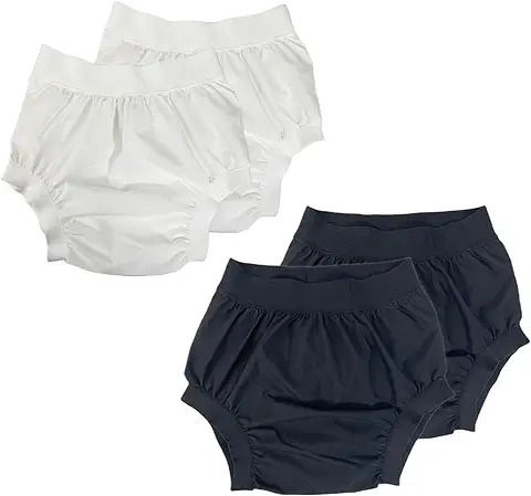 AQX Cubrepañales de tela para Adultos, ropa Interior Reutilizable e Impermeable para Incontinencia, Pantalones de Plástico de Cintura alta a Prueba de Fugas, 4 Unidades, Blanco, S  