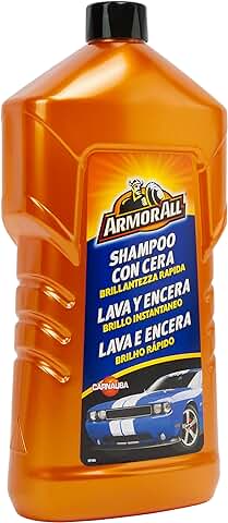Armor All - Champu Coche con cera y Brillo Instantaneo para el Cuidado de tu Coche - Jabon para Limpiar, dar Brillo y Encerar Protegiendo en un solo paso - 1 Litro  