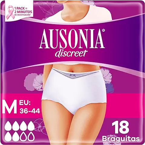 Ausonia Discreet Pants Compresas Incontinencia Mujer, Plus, 18 Unidades, Braguitas para Pérdidas de Orina - Talla Mediana  