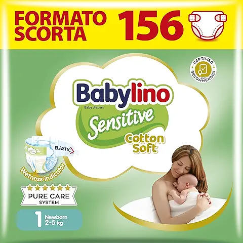 Babylino Sensitive Pañales Talla 1, Newborn (2-5 kg), 156 Unidades  