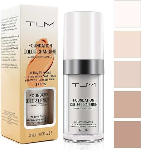 Base de Maquillaje Mágica Base Líquida, Base Tono de Piel Cálida Que Cambia de Color Impecable, Resistente al Agua Mezclas Naturales Base de Maquillaje Facial Makeup Colour Correcting Cream, SPF15  