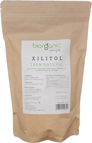 Biorganic Xilitol 1 Kg - 100% Natural - Procedente del Abedul- Certificado sin MGOs - Sin Gluten - Vegano. Bajo en Calorías y Carbohidratos. Ideal Repostería. Marca Española.  