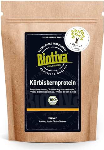 Biotiva Proteína de Semilla de Calabaza Orgánica 400g - Fuente de Proteína Vegana - sin Aditivos - Sin Gluten, soja y Lactosa - Envasado y Controlado en Alemania (DE-ÖKO-005)  