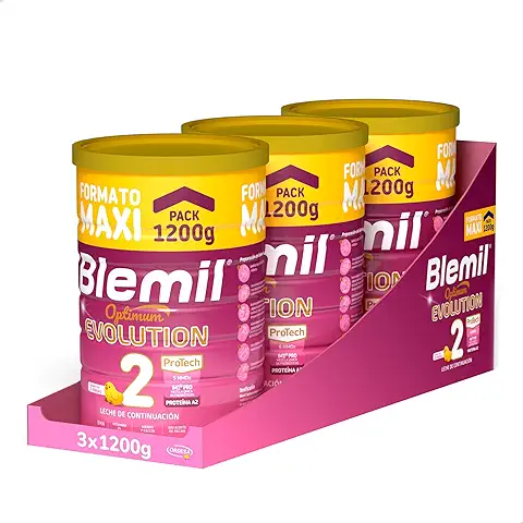 Blemil 2 Optimum Evolution 3PACK | 3 Botes de 1200g | Leche de Continuación en Polvo para Bebé Desde los 6 Meses  