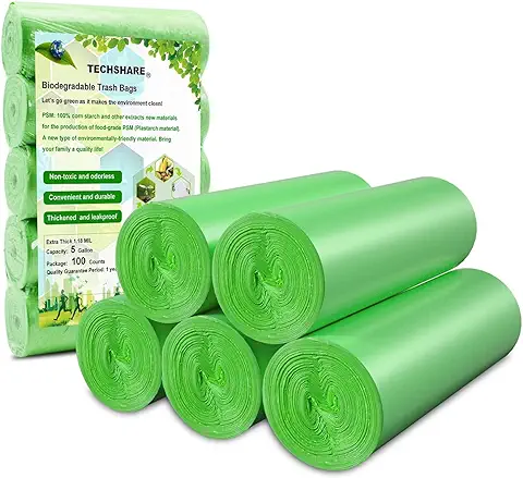 Bolsa de Basura Biodegradable, 100 Unidades, Basura para Reciclaje de 4-5 Galones, Bolsa de Basura Gruesa Biodegradable Compostable para Alimentos/residuos Domésticos en Cocina, Oficina, Hogar  