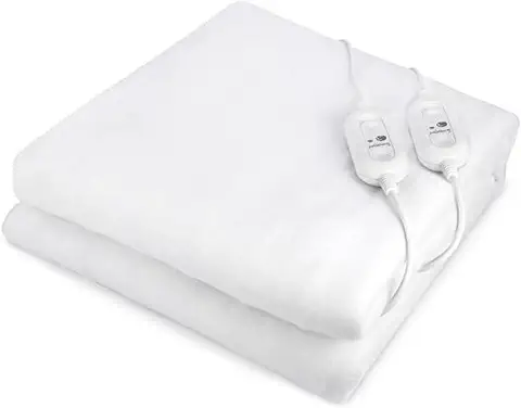 Calientacamas Eléctrico Doble | Tamaño 160 x 140 cm | 2 Reguladores de Temperatura | Calientacamas Elaborado en Poliéster 100% | Manta Eléctrica Cubre Colchones | Pekatherm UP205  