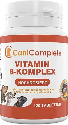 CaniComplete - Complejo de Vitamina B para Perros, Gatos: B1, B2, B3, B5, B6, B9, B12, K3, Calcio. Admite Importantes Nervios Funciones.120 Unidades  