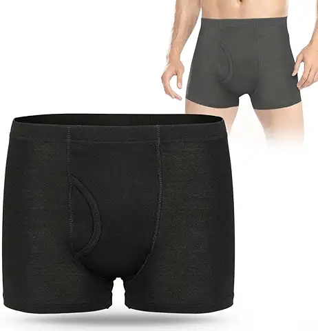 CARER BEAUTY Pantalones de Incontinencia para Hombre, ropa Interior de Algodón con Almohadilla Absorbente para Reutilizable, a Prueba de Fugas para y Personas con Incontinencia Pacientes Negro -S  