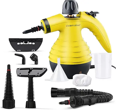 COMFORDAY Limpiador a Vapor Portatil Multiplos usos con 9 Accesorios, Vaporeta Multiusos.  