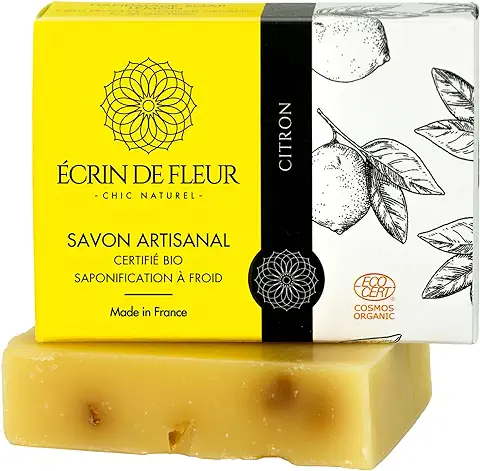 Écrin De Fleur - Jabón de Limón para Pieles Grasas, Artesanal y Ecológico, 1x90g  