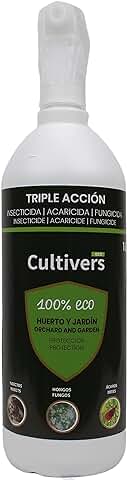 CULTIVERS Triple Acción Ecológico de 1 L. Insecticida, Fungicida y Acaricida. Protección Contra Insectos, Hongos y ácaros en Plantas. Acción Protectora Frente al Ataque de Plagas y Enfermedades  