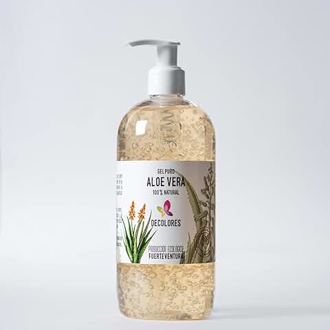 Decolores - Gel de Aloe Vera Puro - 500 ml - 100% Natural - Cultivo Ecológico - Aloe Vera de Fuerteventura - Perfecto para el Cuidado y Bienestar de la Piel  