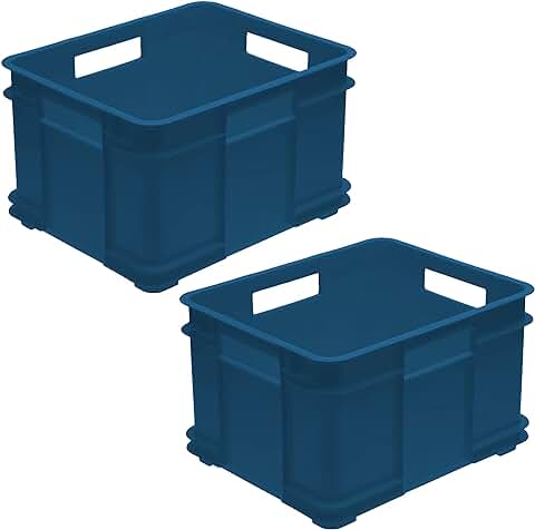 DISTRIBUCIONES DIEMPI ONLINE S.L Bruno 2x Caja de Almacenaje Eurobox XL, Plástico ECO (PP), 43 x 35 x 24 cm, 28 l, Azul, 43x35x24 cm c/u  