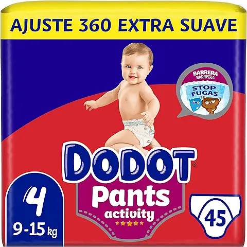 Dodot Actividad: Pantalones, Pañales, Talla 4, Fáciles de Cambiar con Canales de Aire, 45 Pañales, de 9 a 15 kg, 45  