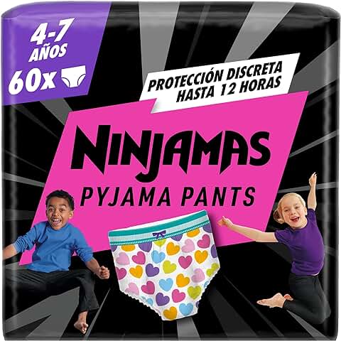 Dodot Ninjamas Pañales para Niña 4-7 Años (17-29 kg), 60 Unidades, Pañal con Protección Anti-Fugas Durante la Noche  