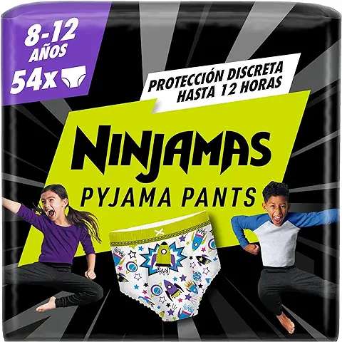 Dodot Ninjamas Pañales para Niño 8-12 Años (27-43 kg), 54 Unidades, Pañal con Protección Anti-Fugas Durante la Noche  